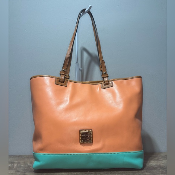 Dooney & Bourke Coral & Aqua Leather Tote - Picture 6 of 16